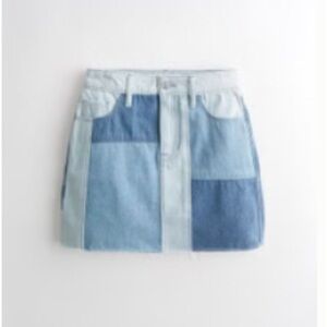 Ultra High-Rise Denim Patchwork Mini Skirt